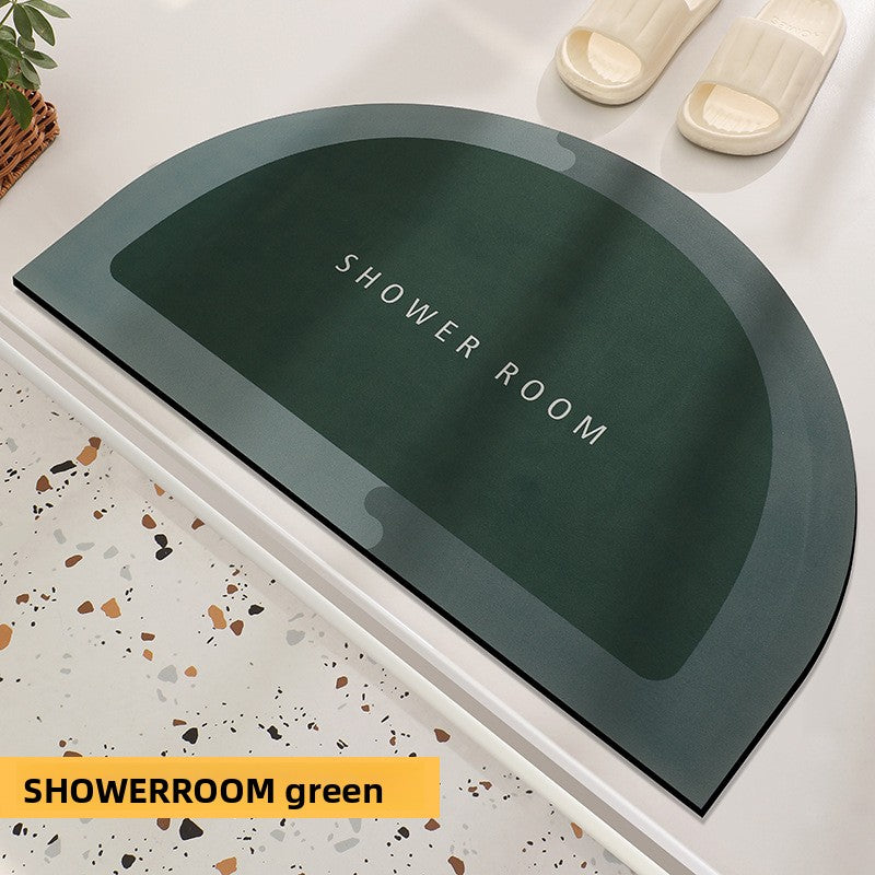 Green Shower Room semi-circular diatomite bath mat, variant photo for 80x120 cm, 2.5 mm thick