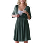 Soft V neck maternity dress gathering at the empire waist over the bump