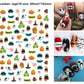 Halloween nail art with cartoon skeleton and monster face designs