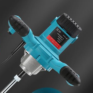 Close view of the mixer spindle holding the galvanized steel spiral paddle