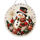 Beaded Christmas ornament with a hanging string on a clear acrylic disc