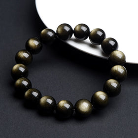 Natural Double Eye Obsidian Beaded Bracelet