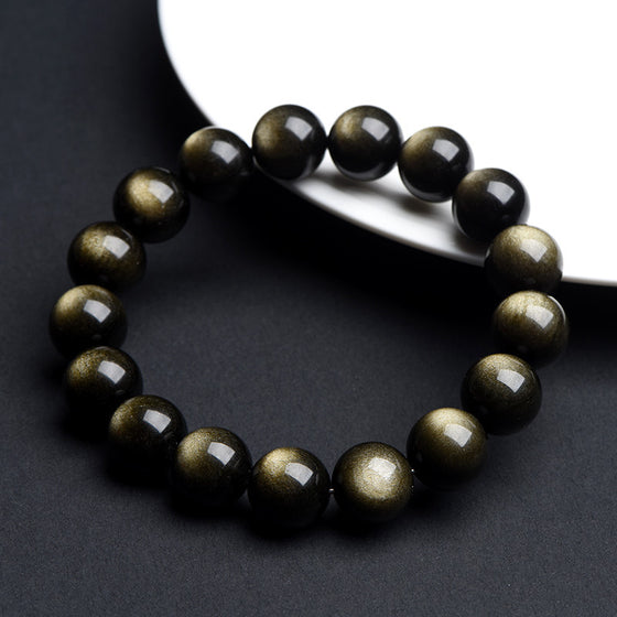 Natural Double Eye Obsidian Beaded Bracelet