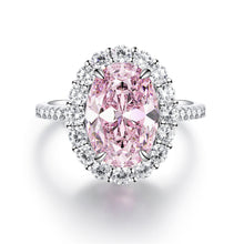 S925 Sterling Silver Oval Simulated Diamond Halo Ring