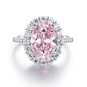 S925 Sterling Silver Oval Simulated Diamond Halo Ring