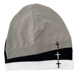 Autumn and Winter Cross Embroidered Knitted Hat