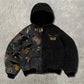 Black and gray butterfly patchwork hooded jacket option photo, size M