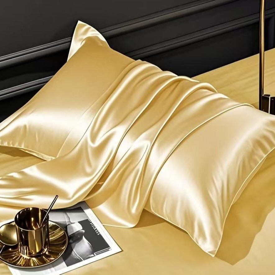 Milk apricot satin finish polyester pillowcases, pair of cases, 48 by 74 cm