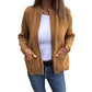 Mustard yellow zip-front cardigan with patch pockets on a white background