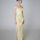 Yellow Spaghetti Strap Dress Slim Fit Irregular Long Dress