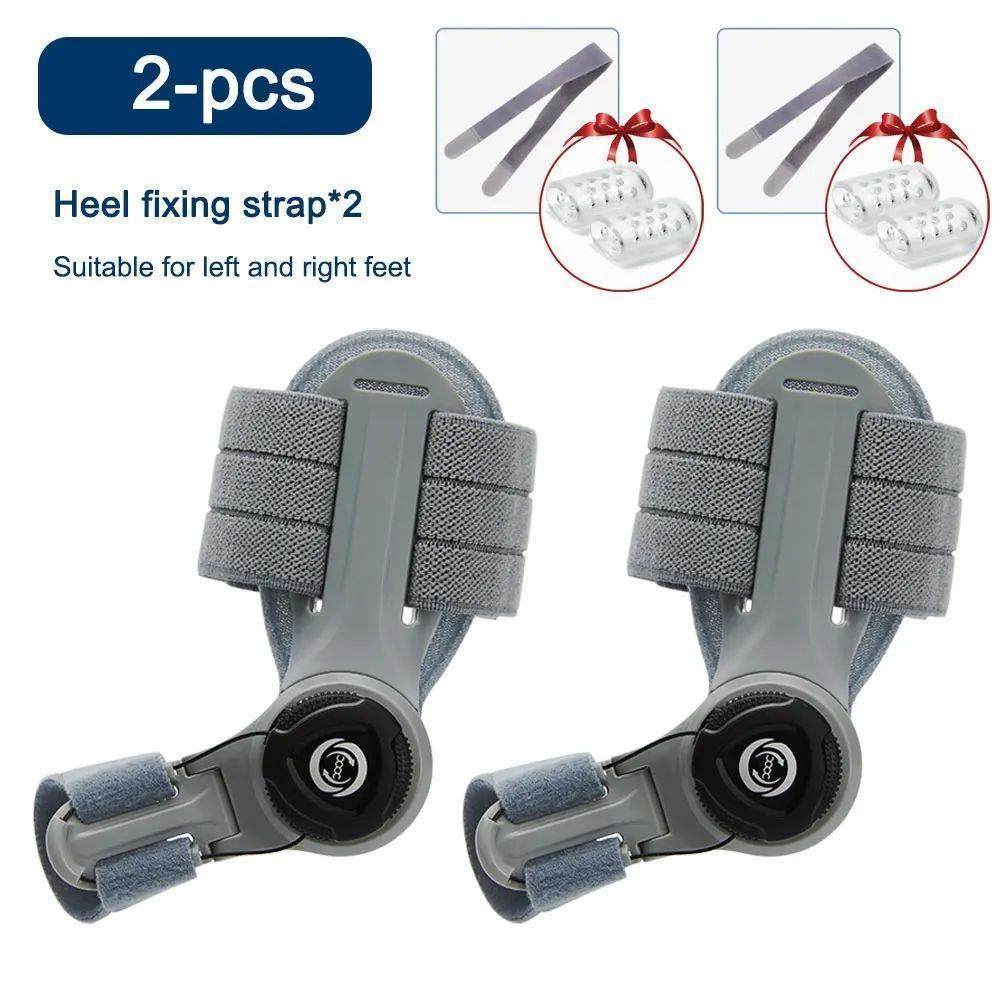 Detail of the hook-and-loop strap holding the bunion splint across the foot