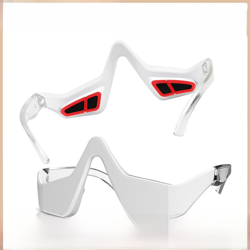 Portable eye massager front view showing the contoured body and soft contact nodes