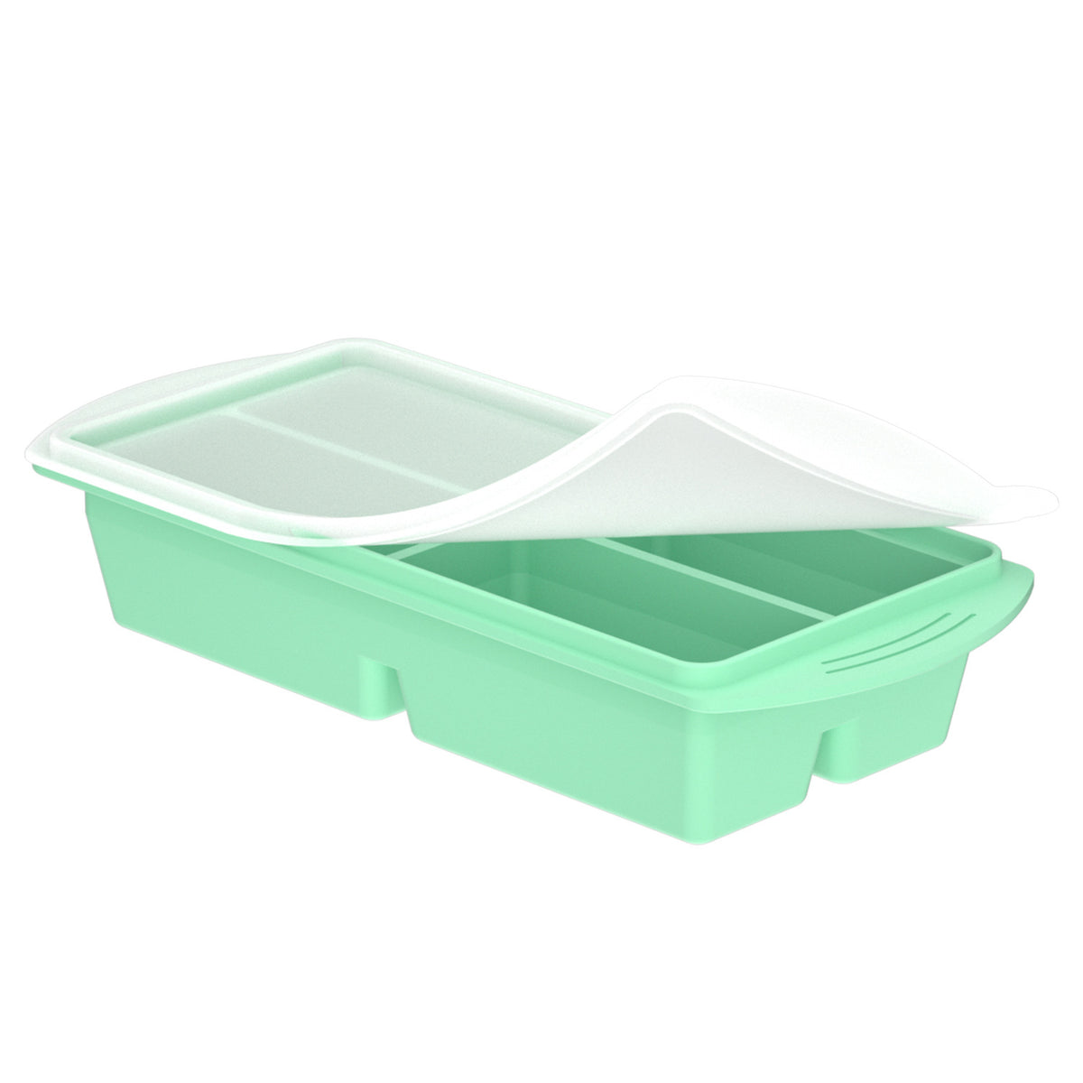 Flexible platinum silicone ice cube tray in a square mould for frozen broth and baby food