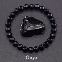 Black Onyx Beaded Bracelet, 8mm Round Stretch