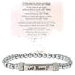 Engraved message bead bracelet in stainless steel on an elastic stretch cord