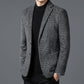 Mens checkered wool blend two button blazer in grey, interior lining view