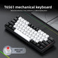 White and black keycap mechanical keyboard with red switch, labelled T6561, with USB cable