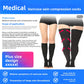 Plus size compression socks chart showing black knee high and thigh high leg coverage