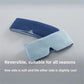Deep blue and sky gray reversible ice silk eye mask shown folded to show both sides