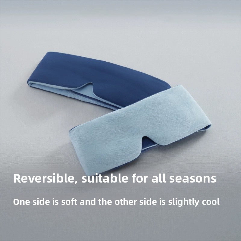 Deep blue and sky gray reversible ice silk eye mask shown folded to show both sides