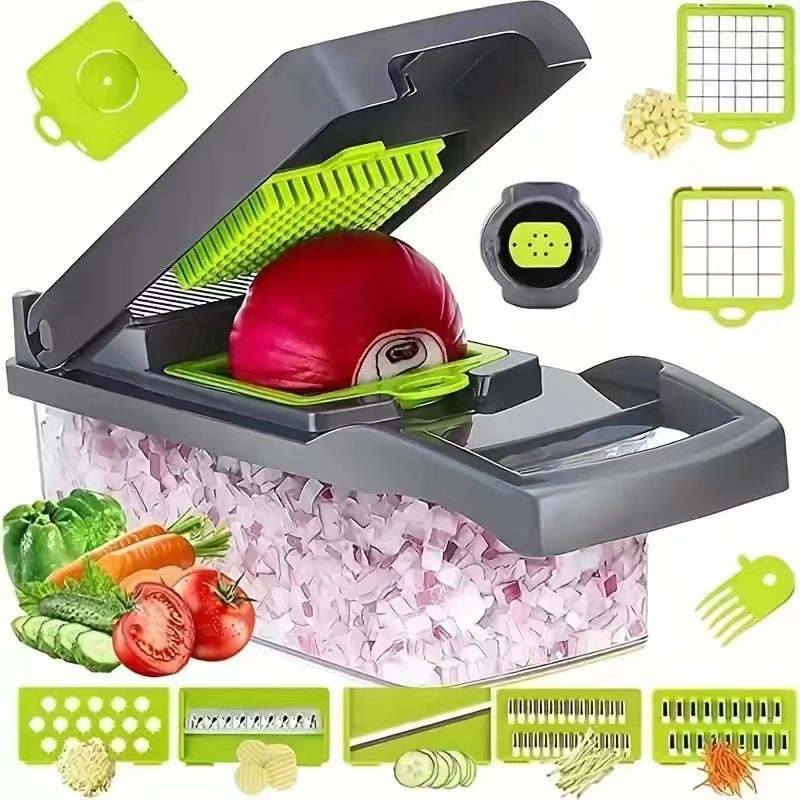 Hand guard holding a vegetable over the vegetable chopper blade bed