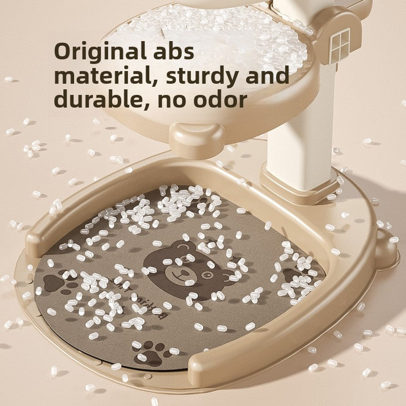 Baby standing in the bear bath support arms on the textured base tray