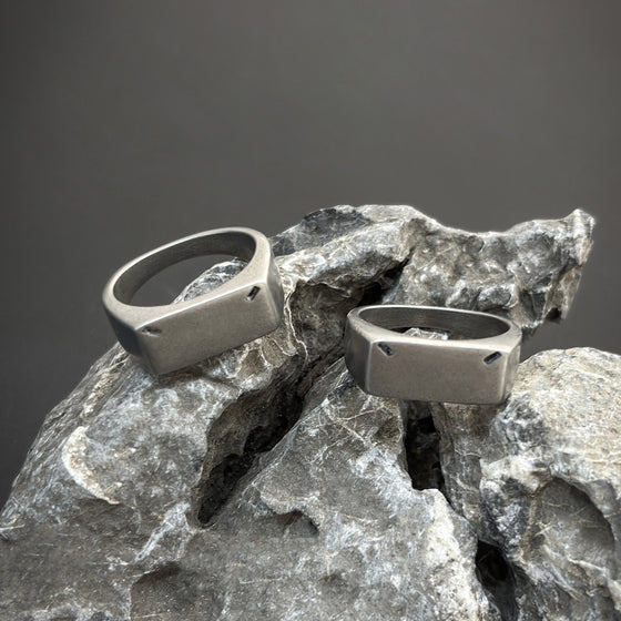 Unisex Matte Stainless Steel Rectangular Signet Ring