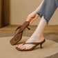 Square-Toe Kitten Heel Sandals | scale reference with hand