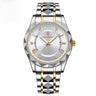 Gold Accented White Dial Steel Strap