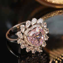 Womens Adjustable Pink Simulated Diamond Ring in S925 Silver or Copper Alloy