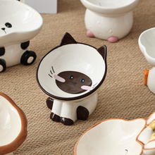 Ceramic Cat and Dog Bowls with Lion, Siamese Cat and Honey Jar Designs