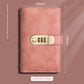 Peach pink combination lock banknote holder book with crocodile emboss cover, front view