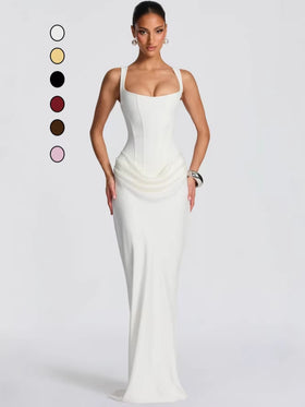 Square Neck Corset Bodice Maxi Dress