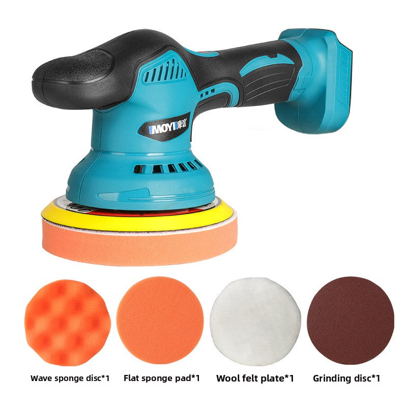21V Bare polishing machine with wave sponge, flat sponge, wool felt and grinding pads, no battery shown