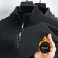 Black waffle knit half zip sweater with stand collar and fleece lining, size L option