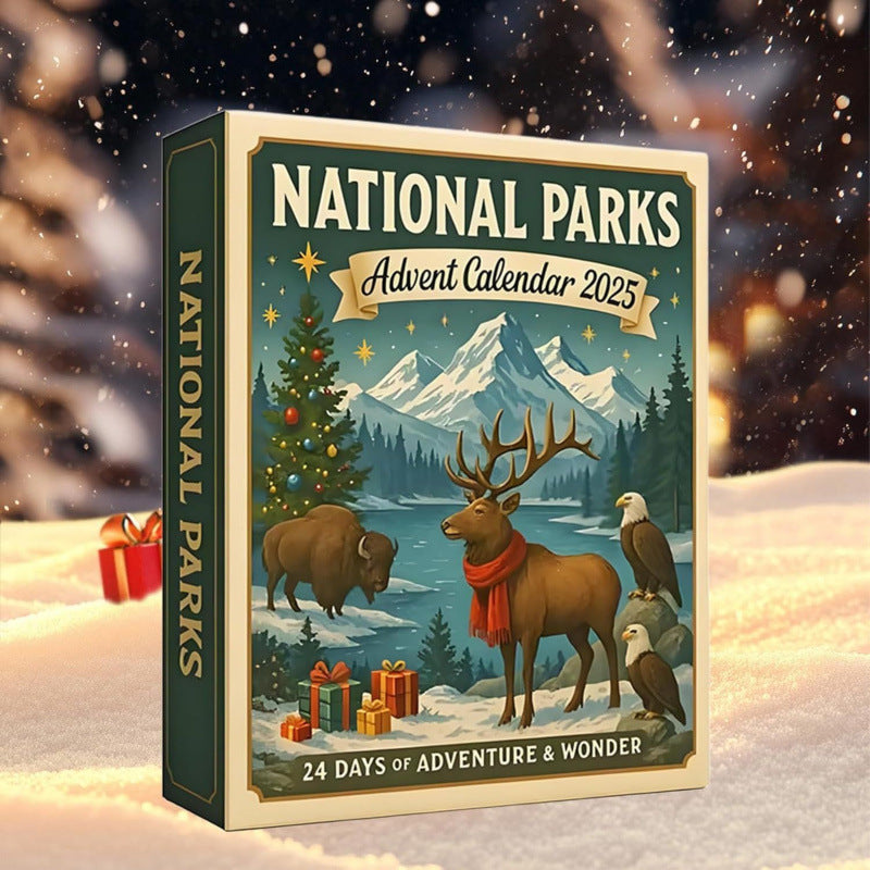 Christmas advent calendar box shown at an angle