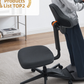 Ergonomic sit stand desk chair with grey padded seat and black caster base
