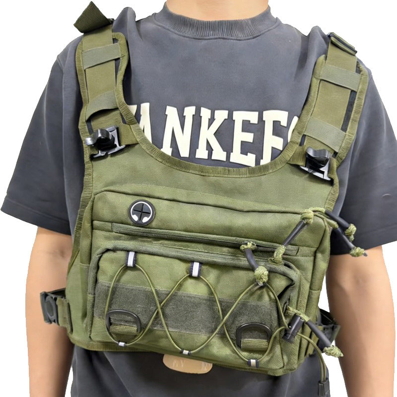 Chest pack worn across the torso to show how it sits on the front of the body