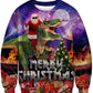 All over print ugly Christmas crew neck sweatshirt in polyester, one of eight festive designs