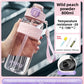 Sports water bottle colour options in black, white, pink and blue