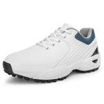 Mens golf walking shoes in G-606 Black, front view spikeless pair