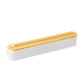 Hand sliding the cutter across the dispenser to tear a clean strip of cling film