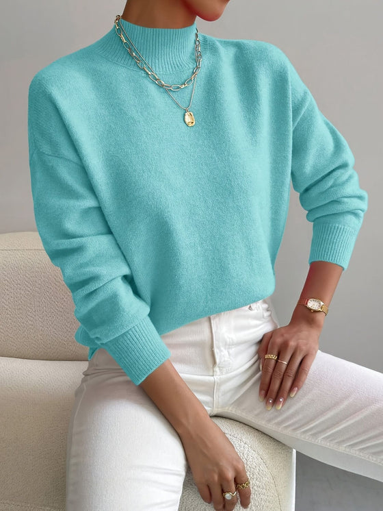 Womens Mock Neck Pullover Sweater in Arctic Velvet Knit