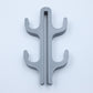 Gray resin four hook with four arms, seen from the front on a light background