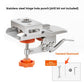 Stainless steel hinge hole punch with orange knob, drill bit not included, with wrench, small bit and hex key