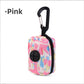 Pet waste bag dispenser pouch, pink pouch with clip