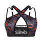 Charcoal gray bra with orange pumpkins, keyhole and black lace panel, Spooky pumpkin option, size S