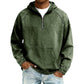 Army Green variant, size S: army green washed half zip hoodie on a male model with light jeans