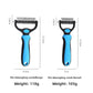 Pet dematting comb shown with its measurements, about 17.5 cm long with a double sided blade head