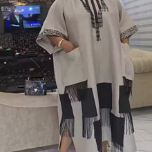 Tasseled Color Block Boubou Kaftan Dress